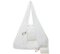 Generisch Keychain Tote Bag,Foldable Tote Bag,Expandable Leather Mini Bags with Key Ring, Compact Foldable Shopping Totes, Portable Reusable Handbag for Travel, Daily Errands (White)