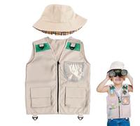 Generisch Kids Fishing Vest - Washable Children Explorer Vest with Hat | Outdoor Adventure Role Play Costume Set | Sports Vests for Camping Hikingn Park Travel Outdoor Play Party Dress Up Gear