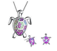 Generisch Kinder Haar Schmuck Set Ohrstecker Damen Schmuck Schildkröte Anhänger Multicolor Schlüsselbein Set Kette Schildkröte Schmuck Sets Ausgefallener Schmuck Damen (Purple, One Size)
