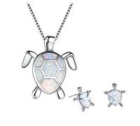 Generisch Kinder Haar Schmuck Set Ohrstecker Damen Schmuck Schildkröte Anhänger Multicolor Schlüsselbein Set Kette Schildkröte Schmuck Sets Ausgefallener Schmuck Damen (White, One Size)