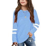 Generisch Kinder Mädchen Tunic Towns Crew Hals- weich gestreiften Langarm bequemes Gelegenheits-Pullover-Sweat (Blue, 10-11 Years)