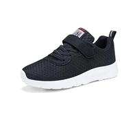 Generisch Kinder Sportschuhe Atmungsaktiv Mit Klettverschluss Leichtgewicht Flexibel rutschfest Für Indoor Outdoor Laufen Spielen Sport Aktivitäten Robuste Sohle Mesh Obermaterial (Black, 39)