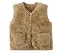 Generisch Kinder Teddy Fleece Weste Einfarbig Ärmellos Weste Jungen Winter Warme Plüschweste mit Taschen Stehkragen Winddichter Fleeceweste Mädchen Leichte Kinderjacke Oberbekleidung Oberteile