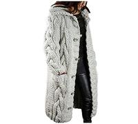 Generisch Klamotten Damen Strickjacke Lang Grobstrick Cardigan Langarm Herbst Winter Jacke Strick Wintermantel Sweater Winterjacke Strickmantel Strickjacke Schwarz Damen