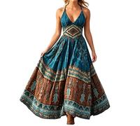 Generisch Kleid Damen Elegant, Maxikleid Damen Sommer, Lässiges Locker Geschnittenes Langarmkleid Mit Blumenmuster FließEndes Swingkleid FüR Den Alltag
