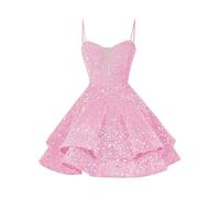 Generisch Kleid Glitzer Damen kurzes funkelndes Trägerkleid mit Pailletten süß und sexy für Schulbälle Partys und Festliche Abende EIN hinreißendes Kleid für Festliche Events im Karneval