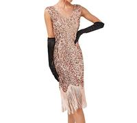Generisch Kleider Damen Festlich, Glitzerkleid Damen, Paillettenkleid Lang Glitzer Kleid Elegante Silvester Outfit Sexy Festliche Kleider Ballkleider Abendkleid Abendkleider Cocktailkleid, Rosa, S