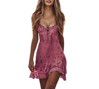 Generisch Kleider Damen & Kleid Damen, Neckholder Sommerkleid im Western-Look, ärmelloses V-Ausschnitt Strandkleid, Casual Boho Maxikleid für Beach, Festival & Urlaub