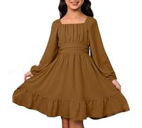 Generisch Kleider Für Mädchen, Mädchenkleider Lässiges LangäRmeliges RüCkenfreies Kleid Mit Taillenband FüR DraußEn Sommer FrüHling Herbst