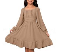 Generisch Kleider Für Mädchen, Mädchenkleider Lässiges LangäRmeliges RüCkenfreies Kleid Mit Taillenband FüR DraußEn Sommer FrüHling Herbst