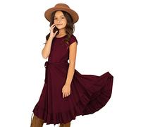 Generisch Kleider Mädchen, Rockabilly Kleid Einfarbig Kurzes Kinderkleid Partykleid Im Retro Stil Kleine Kleidung Schwingende ÄRmel 712Y Mädchenkleider Mit RüSchen