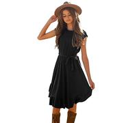 Generisch Kleider Mädchen, Rockabilly Kleid Einfarbig Kurzes Kinderkleid Partykleid Im Retro Stil Kleine Kleidung Schwingende ÄRmel 712Y Mädchenkleider Mit RüSchen