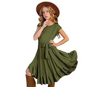 Generisch Kleider Mädchen, Rockabilly Kleid Einfarbig Kurzes Kinderkleid Partykleid Im Retro Stil Kleine Kleidung Schwingende ÄRmel 712Y Mädchenkleider Mit RüSchen
