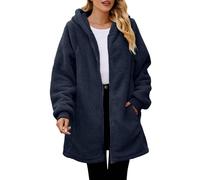 Generisch Kleidung Damen Sale, Damen Winterjacke Lang Sale, Winter Jacke Damen Übergangsjacke Taschen-Reißverschluss Für Damen Mit Langem Hutmantel Mantel Damen Marine, Damen Winterjacke Lang Sale
