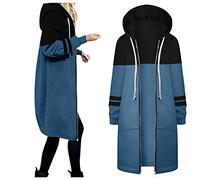 Generisch Kleidung Damen Sale Herbstjacke Damen Elegant Winterjacke Hoodies Sweatshirt Lange Farbkontrast Mantel Jacke Causal Fashion Top Leichte Steppjacke Damen Schwarz Skijacke Damen Reduziert
