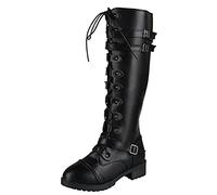 Generisch Knee High Boots, Hohe Stiefel Damen Bikerboots Lederstiefel Kniehohe Damenstiefel Knee High Boots Cowboystiefel Herbststiefel Reiterstiefel, Black, 38