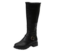 Generisch Knee High Boots, Hohe Stiefel Damen Reiterstiefel Cowboystiefel Kniehohe Lederstiefel Damenstiefel Knee High Boots Herbststiefel Bikerboots, Black, 38