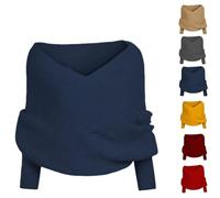 Generisch Knitted Scarf with Sleeves for Women,Knitted Sweater Scarf with Sleeves,Fall Winter Warm Scarf Wrap Shawl Scarves (Navy blue,One size)