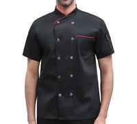 Generisch Kochjacke Herren Kurzarm-kochjacke Dünne Bequeme Koch Anzug Kochuniform Kochjacken Kochmantel Lässige Lockere Kochkleidung Kochjacke Sommer Weiß Knopf Sushi Uniform ännerkleidung