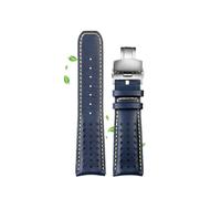 Generisch Kompatibel mit der CITIZEN Blue Angel Herren-Radio-Wave-Uhr AT8020-54L/8020-03L/JY8078, gebogenes Ende, echtes Lederarmband, Armband 22 23(Blue yellow Folding,22mm)