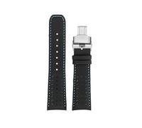 Generisch Kompatibel mit der CITIZEN Blue Angel Herren-Radio-Wave-Uhr AT8020-54L/8020-03L/JY8078, gebogenes Ende, echtes Lederarmband, Armband 22 23(Black Blue Folding,23mm)