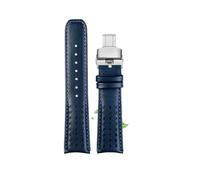 Generisch Kompatibel mit der CITIZEN Blue Angel Herren-Radio-Wave-Uhr AT8020-54L/8020-03L/JY8078, gebogenes Ende, echtes Lederarmband, Armband 22 23(Blue silver Folding,23mm)