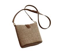 Generisch Korbtaschen Damen, Strohtaschen Damen Sommer Boho Geflochten Strandtasche Schultertasche Mit Reißverschluss Moderne Korbtasche Umhängetasche Geflochten Stroh Tasche Strand Häkeltasche