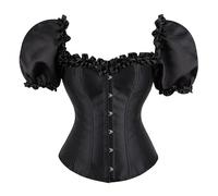 Generisch Korsett Damen, Korsett Damen Vollbrust Corsage Korsett Top Gothic Vintage Corsagen Bustier mit Ärmel Taillen Korsett Top Gothic Body Shaper Vollbrust Corsage Tops Renaissance Corset Top
