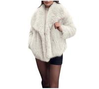 Generisch Kunstpelze Mantel Damen Lange Warm Teddyjacke Langarm Elegant Pelzmantel Winter Einfarbig Fellmantel Weich Bequem Parka Jacke kuscheliger Wintermantel Flaumig Plüschjacke Mode Winterjacke