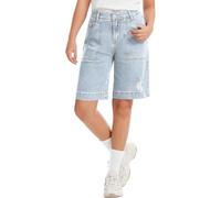 Generisch Kurze Hose Damen Sommer Bermuda Cargo Jeans Shorts Hohe Taille Mit Elastischem Bund Und Taschen Denim Short Baggy Y2K Streetwear Boyfriend Knielang Jeanshose Harajuku Hotpants
