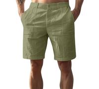 Generisch Kurze Hosen Herren Baumwolle Leinen Shorts Leichte Luftige Sommershorts Einfarbige Freizeithose mit Taschen Männer Kurz Sport Badeshorts Sporthose Fitness Arbeitshose