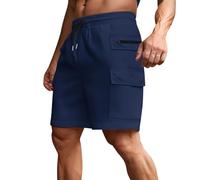 Generisch Kurze Hosen Herren Cargo Shorts Sommer Größe Ice Trendy Casual 5 10 Jogginghose Freizeithose Hose Schwarz Cargohosen Kurz Bermudas Männer Stretch Bermuda Sport Marine XL