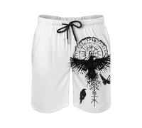 Generisch Kurze Hosen Herren Elastische Taille Kurze Hosen Mit Taschen Wikinger Grafik Shorts Stretch Outdoor Strandshorts Sommer Baumwolle Freizeitshorts Freizeit Bequeme Sportshorts Weiß XXXXL