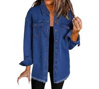 Generisch Kurze Jeansjacke Damen, Bomberjacke Damen, Oversize Denim Jacke Frayed Hem Übergangsjacke Leichte Sommerjacke Jeansjacken Frühjahr Sommer Jacke Freizeitjacke, Black-Friday-Angebote