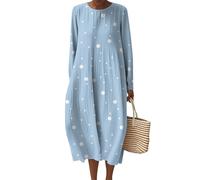 Generisch Kurze Sommerkleider Kleid Langarm Damen Hemdblusenkleid Damen Strandkleid Lang Wickelkleid Sommer Freizeitkleider Sommer Blumenkleid Midikleid Hemdkleid Shirtkleid