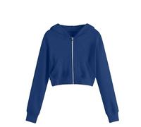 Generisch Kurze Sweatjacke Mädchen Kapuzenjacke mit Reißverschluss Hoodie Jacke Sweatshirt Kinder Langarm Übergangsjacke Leichte Lockere Strickjacke Sportlich Outerwear Sportjacke für 5-15 Jahre
