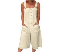 Generisch Kurzer Jumpsuit Damen Sommer Casual Playsuit Elegant Overall Lose Kurzarm Einteiler Latzhose mit Taschen Romper Klassisch Streifen Sommerhose Frauen Catsuit Bodysuit
