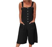 Generisch Kurzer Jumpsuit Damen Sommer Casual Playsuit Elegant Overall Lose Kurzarm Einteiler Latzhose mit Taschen Romper Klassisch Streifen Sommerhose Frauen Catsuit Bodysuit