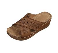 generisch La Trainer Damenschuhe Damen Sandalen Retro Hohlriemen Dicke Sohle Keilsandalen Für Outdoor-Bekleidung Strandurlaub Bequeme Leichte Freizeitpantoffeln Hub Schuhe Damen 36 (Brown, 39)