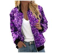 Generisch Lässige Strickjacke mit Glitzerprint als offener Cardigan für Damen in lockeren Passform Langen Ärmeln ideal für den Alltag (Purple, XL)