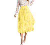 Generisch Lässiger Stufenrock mit asymmetrischem Saum für modische Outfits (Yellow S)