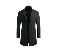 Generisch Langer Trenchcoat Für Herren, Warmer Winter Peacoat, Einreihig, Peacoat Jacke Mit Taschen, Dick, Business Casual Smart Jacke, Slim Fit, Klassischer Übermantel, Outwear, Dunkelgrau, M