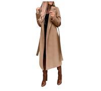 Generisch Langer Wollmantel Damen Übergroßer Langer Wintermantel Warmer Trenchcoat Aus Wollmischung Klassischer Mantel mit Reverskragen Elegante Business Oberbekleidung