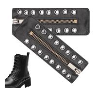 Generisch Leder Stiefel Reißverschluss Einsätze,8 Ösen Stiefel-Reißverschluss 2er Pack,Sneaker Mit Schnürsenkeln Die Nicht Gebunden Werden Müssen - Für Arbeit Wandern Golf Männer Frauen Erwachsene