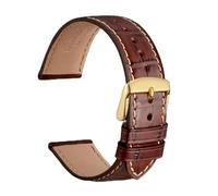 Generisch Leder-Uhrenarmband 18 mm 19 20 21 22 24 26, Alligator-Prägung, Uhrenarmband for Männer und Frauen, goldene Schnalle(Brown-B,14mm)