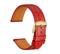 Generisch Leder-Uhrenarmband 18 mm 19 20 21 22 24 26, Alligator-Prägung, Uhrenarmband for Männer und Frauen, goldene Schnalle(Red,22mm)