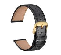 Generisch Leder-Uhrenarmband 18 mm 19 20 21 22 24 26, Alligator-Prägung, Uhrenarmband for Männer und Frauen, goldene Schnalle(Black-A,22mm)