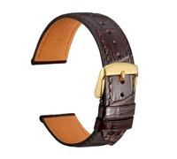 Generisch Leder-Uhrenarmband 18 mm 19 20 21 22 24 26, Alligator-Prägung, Uhrenarmband for Männer und Frauen, goldene Schnalle(Dark Brown,20mm)