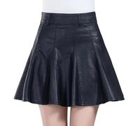 Generisch Lederrock Damen Damenröcke Eleganter Minirock aus Leder in Übergröße mit hoher Taille(Black,4XL)
