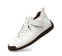 Generisch Lederschuhe Herren Damen Lederstiefel Leder Kurzstiefel Freizeit Trekkingstiefel Leicht Bequem Walkingschuhe Slip On Outdoorschuhe Mode Retro Flache Schuhe Freizeitschuhe